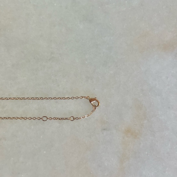 Rose Gold Crystal Beaded Drop Necklace Dainty Minimalist Classic Style - Picture 2 of 3